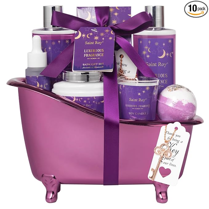 Spa Gift Basket Bath Spa Kit Spa Gifts for Women, Bath and Body Baskets Set | 10pc Self Care Kit Lavender Scent Birthday Gifts Skin Care Set, Christmas Gifts, Beauty kits Bridal Shower Self-care Home Spa