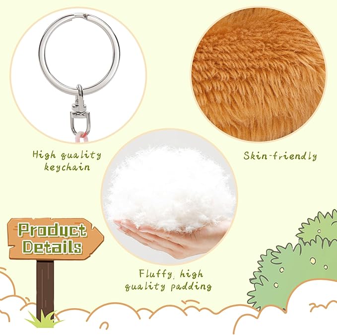 6Pcs Bulk Woodland Animal Stuffed Animal, 5" Raccoon Squirrel Fox Monkey Deer Bunny Plush Toy Keychain Pendants, Stuffed Forest Animals for Baby Shower Birthday Decor Backpack Charm