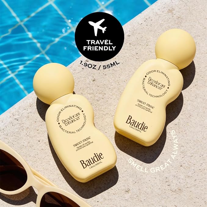 Baudie Deodorant Enhancer® Probiotic Underarm Toner - Sweet Muse - Patented Pre-Deodorant Spray That Helps Deodorants Last Longer and Helps Sweat Stay Odorless - Spray, Wipe, Apply