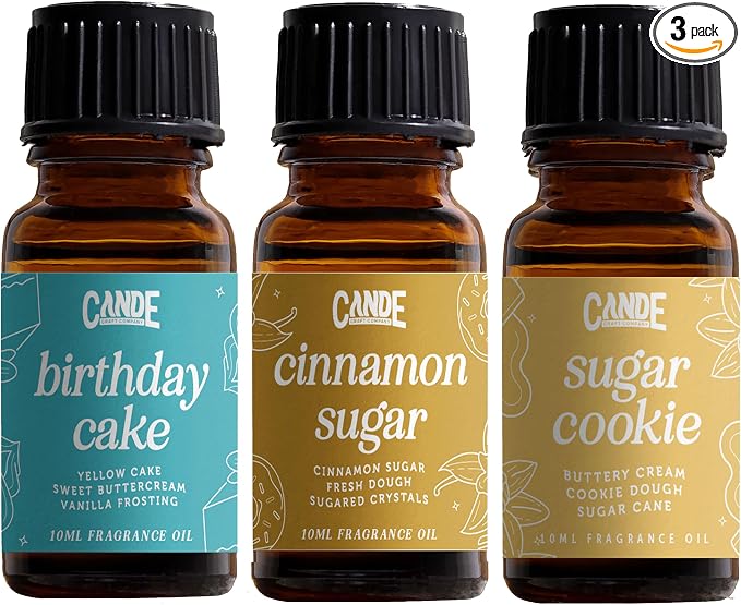 CANDECraftCo Premium Fragrance Oil Bundles – Diffuser Oils Fragrances Scented for Home, Candle Soap Making Supplies, Aromatherapy Blends for House (Bakery, 3-Pack)