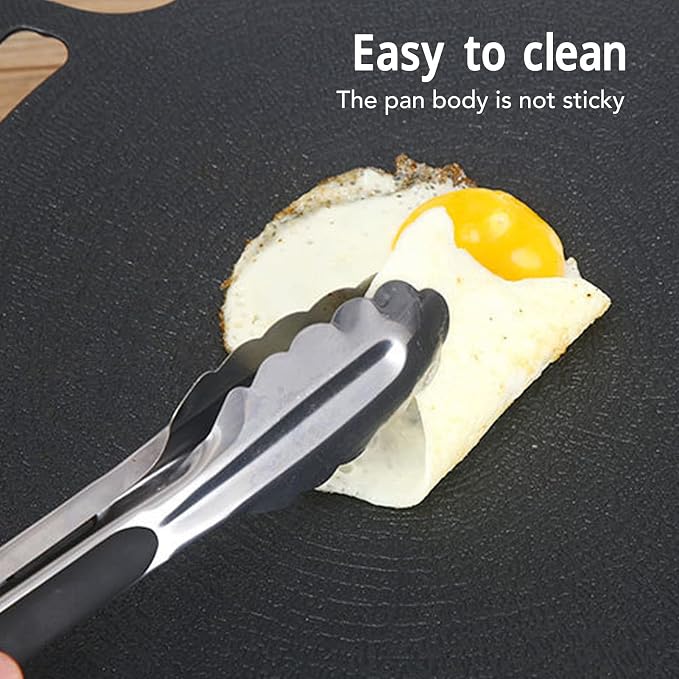 VBESTLIFE Korean Grill Pan, Double Handle Non Stick 6 Layer Coating Aluminum Alloy Gas Cooker Round BBQ Griddle for Outdoor Camping