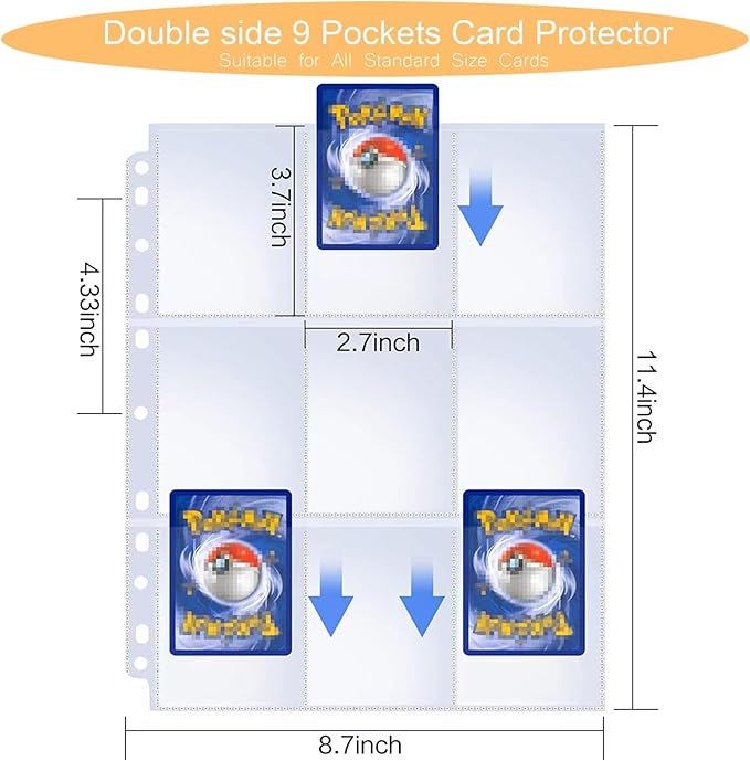 Trading Card Binder with 9-Pocket Pages, 50-Page Capacity, Holds Up to 900 Cards, Zipper Closure, Red Waterproof Portable Storage Album for Game and Sports