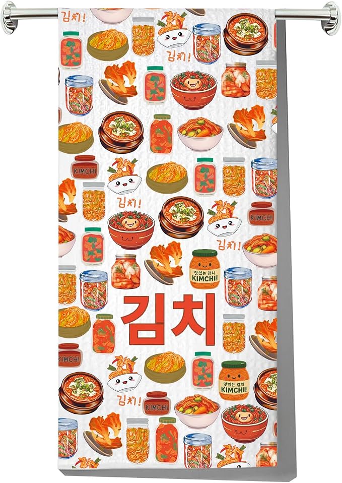 JNIAP Korean Kimchi Kitchen Towel Kimchi Lover Gift Korean Chef Gift Korean Food Dish Towel Kimchi Hand Towels (Kimchi kt)