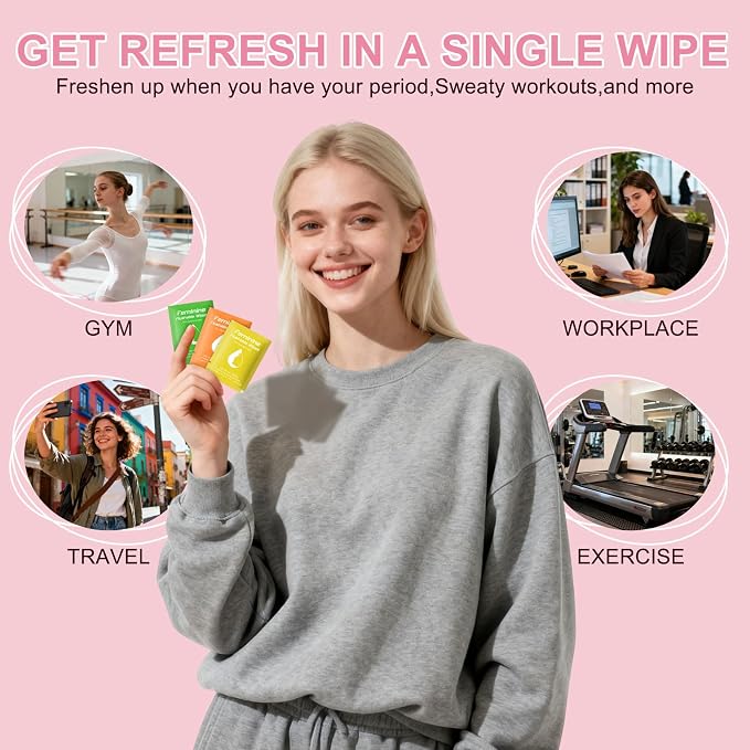 twoworld 150 Feminine Wipes Flushable Travel Individually Wrapped | Travel Wipes for Women,Feminine Care Wet Wipes Travel Size Vaginal Wipes for Adult,Girl and Homeless(Lemon,Cucumber,Lavender)