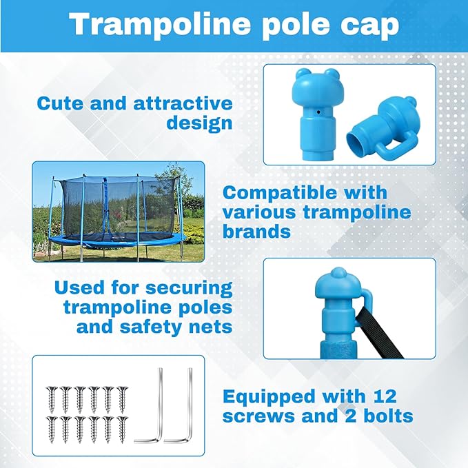 Geelin 12 Pcs Trampoline Pole Caps Replacement 1.26 Incn, Enclosure Trampoline Pole End Caps for Net Hook Safety Accessories