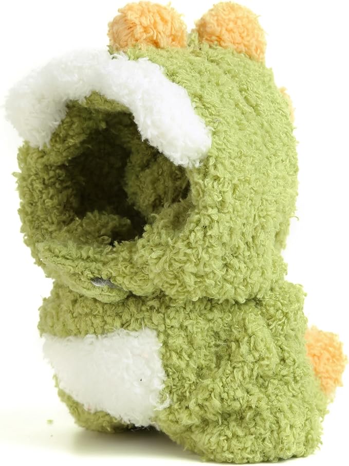 Plush Doll Clothes for Labubu - Cute Animal 17cm Doll Clothing, Premium Doll Accessories Clothes for Collectors or Display - Kawaii Cloudy Velvet Green Dinosaur Costume (No Dolls)