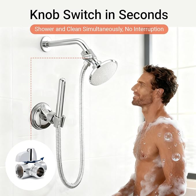 Professional Shower Enema Kit for Personal Hygiene, 6FT Stainless Steel Douche System with 2 Smooth Nozzles & Water Flow Control, Easy Install for Men and Women