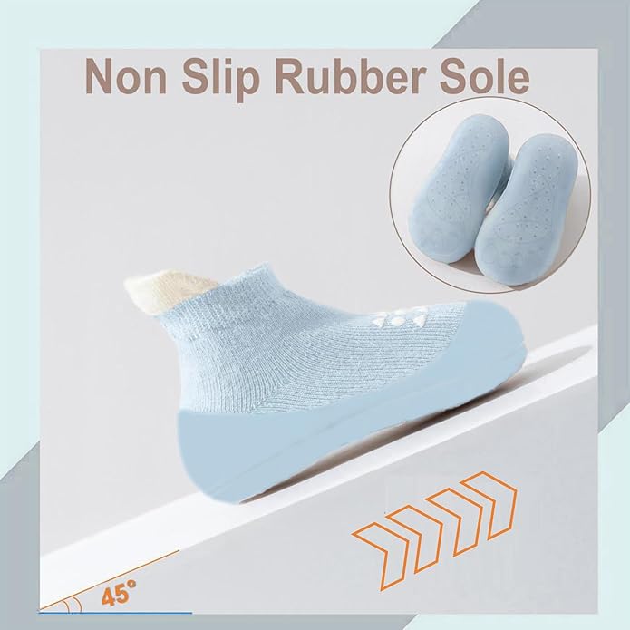 Hstyle Baby Sock Shoes Toddler Walking Shoes Infant Non-Slip Slippers Soft Rubber Sole Sneakers for Baby Boys Girls