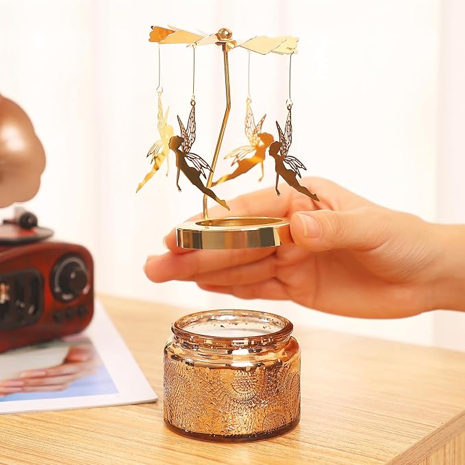 Girl with Wings Rotating Candle, Gifts for Women Mom Daughter Sister Wife | Birthday Gifts for Women Friendship, Unique Scented Candle Gift for Christmas Anniversary Mothers Day