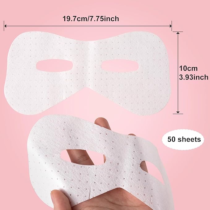 Joez Wonderful 50 Sheets Disposable Eye Mask Paper, Non Woven Eye Care Patches Paper Eye Covers, Cotton Spa Pads for Facials, DIY Clear Eye Mask Beauty Sheets for Makeup (Style B)