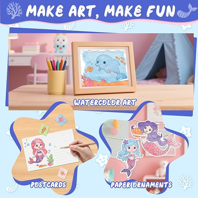 CHICAUP Paint with Water Coloring Books for Kids, Mess Free Watercolor Painting Kit Painting Activity for Kids Ages 3-5 4-8, Arts Crafts Drawing Gift Toy for Boy Girl (Blue)