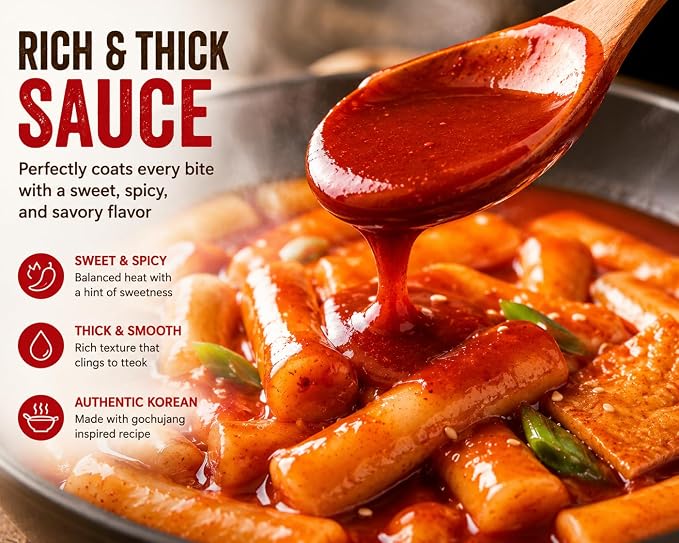 Korean Tteokbokki Sauce 5.29 oz (150g) – Sweet & Spicy Korean Rice Cake Sauce, Gochujang Style Topokki Sauce for Kimchi Fried Rice, Korean Street Food, Ramen, Noodles & Stir Fry