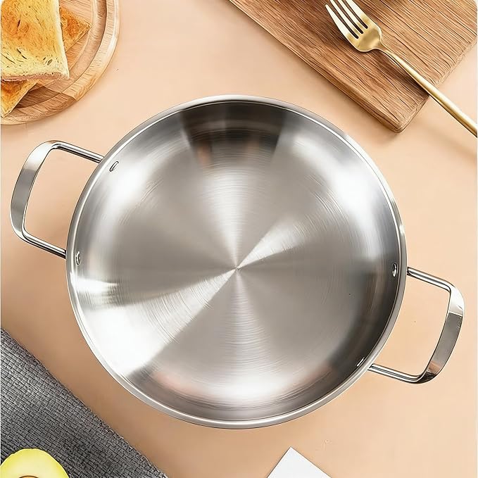 Korean Ramen Pot, Stainless Steel Stockpot, 1.43QT Korean Ramen Noodle Pot | Stainless Steel Stockpot with Handles, Dual Loop Handle Frying Pans for Delicious Soups Stews (Silver)