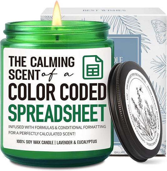 Funny Gifts for Accountant Men Women Candle, The Calming Scent of A Color Coded Spreadsheet, Humor Excel spreadsheet Candles Gift for Coworkers CPA Boss Data Analyst Marketing Specialist-18