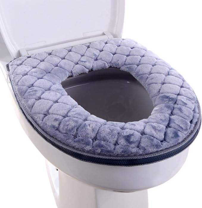 Toilet Seat Cover Pad Toilet Seat Cushion Washable & Comfortable Cover Pads, Fits Most Size Lids Mat U Shaped Covers for Bathroom Pad with Zipper Cushioned Soft Warmer Washable