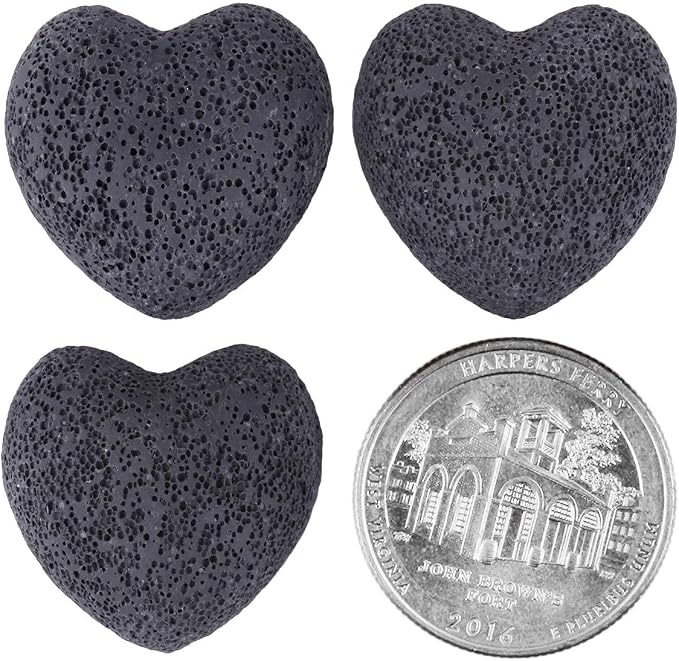 SUNYIK Assorted Natural Lava Rock Puff Heart Pocket Stone Aromatherapy Essential Oil Diffuser Set for Christmas, Pack of 8(1'')