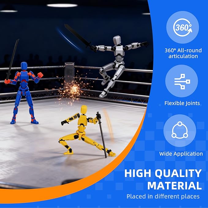 (Assembly Completed) 5 Packs Dummy13 Action Figure Set, 3D Printed ActionFigure Toy Gifts for Kids, Dummy 13,Robot 13 Action Figure Full Body Mechanical Doll Christmas Birthday Gift for Boys Girls