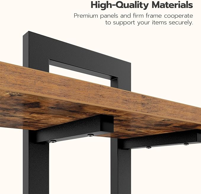 HOOBRO Floating Shelves for Wall, 15" Wall Shelf Set of 2, Wall Mounted Storage Shelves 2-Tier, Hanging Bathroom Shelves, for Living Room, Bedroom, Bathroom, Kitchen, Rustic Brown and Black BF32BJ01G1