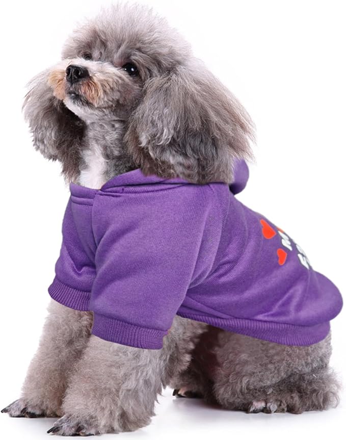 Jecikelon Winter Printed Dog Hoodies Sweatshirts Warm Clothes for Small Dogs Chihuahua Coat Puppy Clothing Cat Custume (Purple, Large)