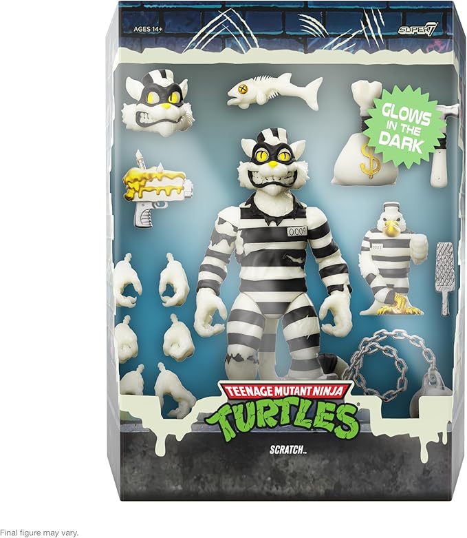 Super7 ULTIMATES! Teenage Mutant Ninja Turtles Scratch Cat (Glow in The Dark) - 7" TMNT Action Figure with Accessories Classic Cartoon Collectibles