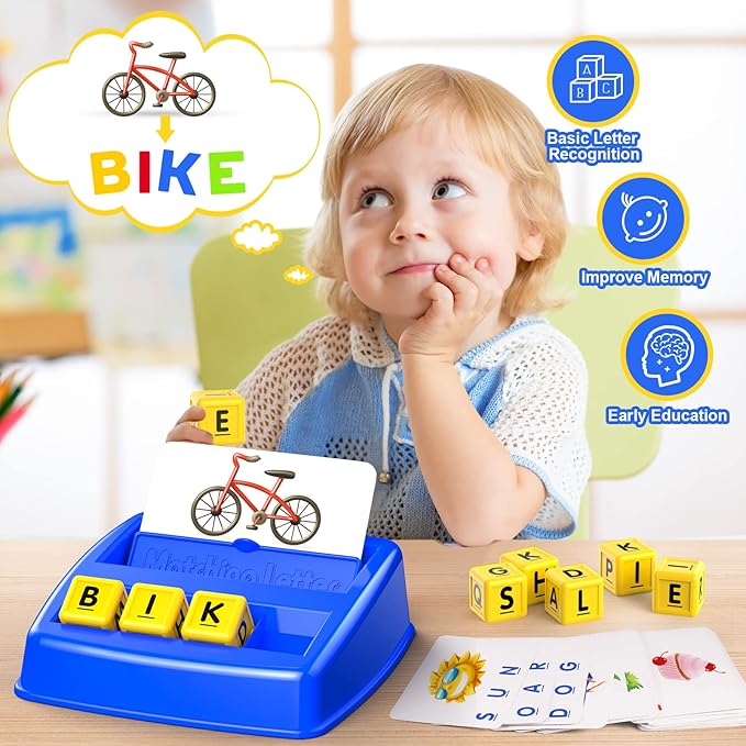 LIWIN LET'S GO! Learning Games for Kids Ages 3-8, Matching Letter Game for Kids Toys Ages 3-8 Educational Toys for 3-8 Year Olds Boys Girls Birthday Party Gifts for 3-8 Year Olds Boys Girls Blue