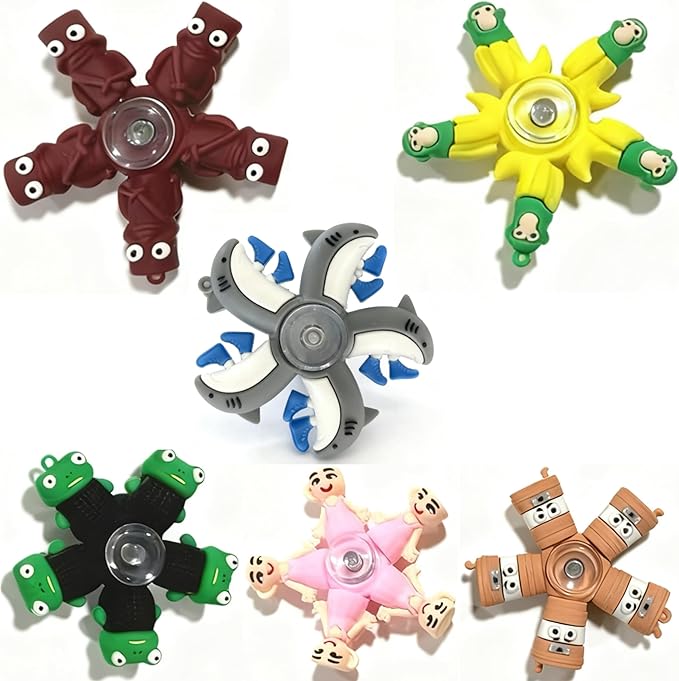 JDF® Fidget Spinners Toys 6 Pack, Sensory Hand Fidget Pack Bulk, 5-in-1 Office Room Figurine Decor, Colorful Mystery Animal Action Figurines Set Birthday Party Kids Adults(6PCs)
