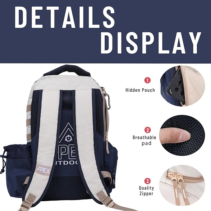 Disc Golf Bag, Large Disc Golf Backpack Holds Over 21 Discs, Durable & Lightweight with Multiple Storage Pockets