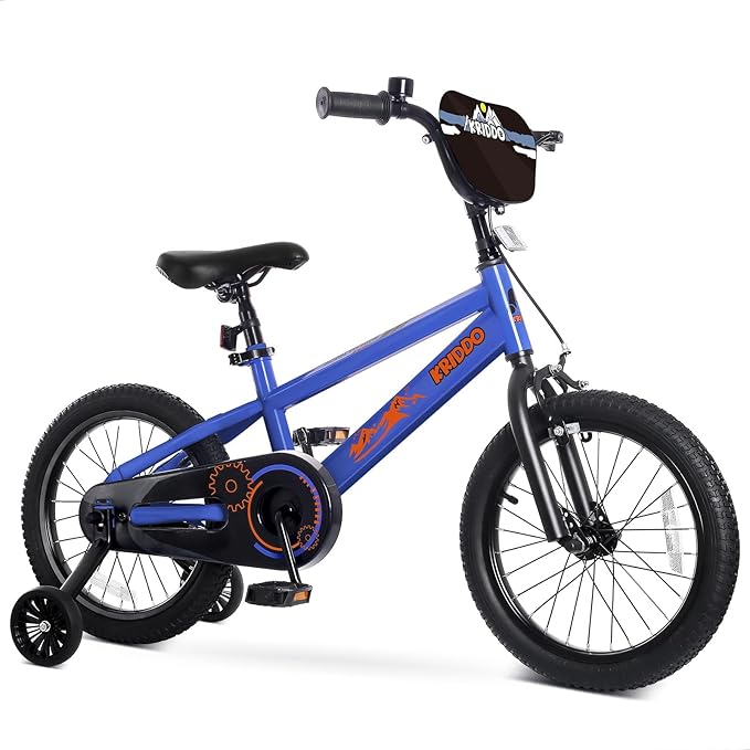 KRIDDO 14-16 Inch Kids Bike for Ages 3–8, Boys and Girls Bicycle with Removable Training Wheels, Bicycle for Kids with Hand Brake & Coaster Brake, Adjustable Height, DIY Name Plate
