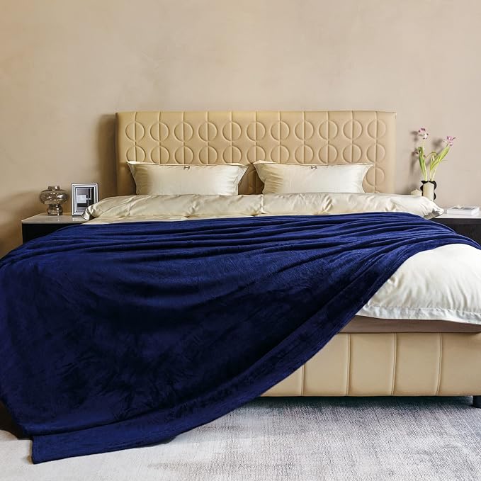 Fleece Plush Throw Blanket Navy Blue 108"x90""for Couch Fuzzy Cozy Flannel | Super Soft Lightweight Microfiber Blanket for Sofa Bed bedroom Home Decor All Season,Birthday Gifts for Women Mom Adult
