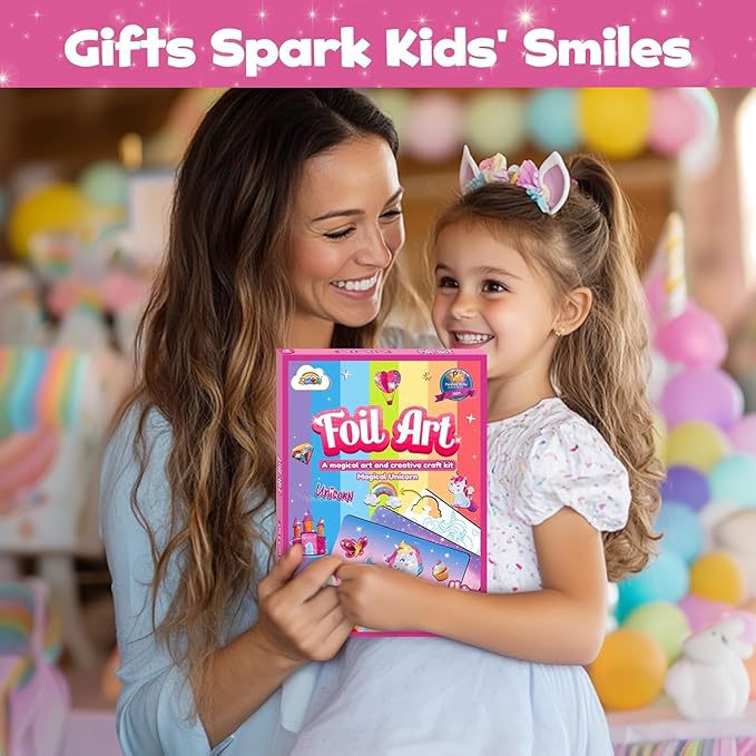 ZMLM Foil Art Kit for Kids - Arts Crafts Fun Mess Free Activity, Gifts for Ages 4 5 6 7 8 9 Girls Boys, Crafts for Kids Creative Birthday Easter Basket Stuffers Gifts Toys (Unicorn)