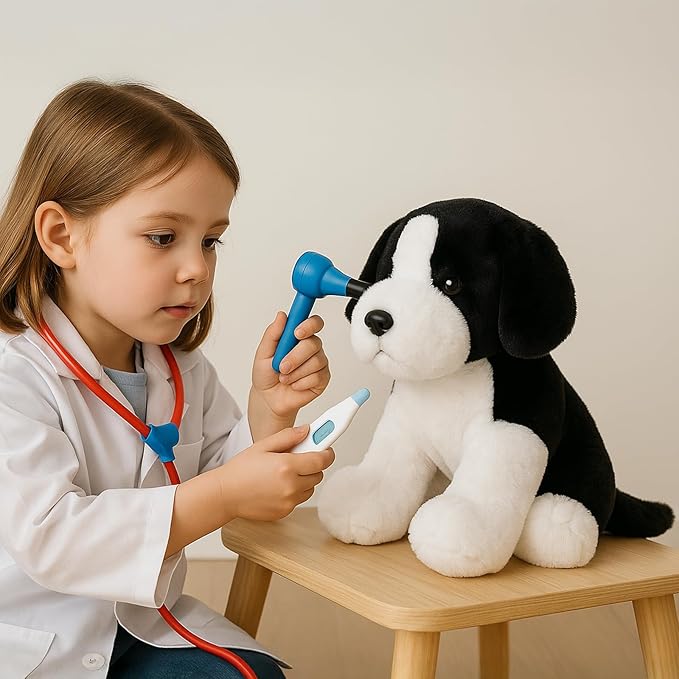 Sheepdog Border Collie Stuffed Animals Black and White Dog Puppy Plush Toys for Kids Boys Girls Baby Birthday Easter
