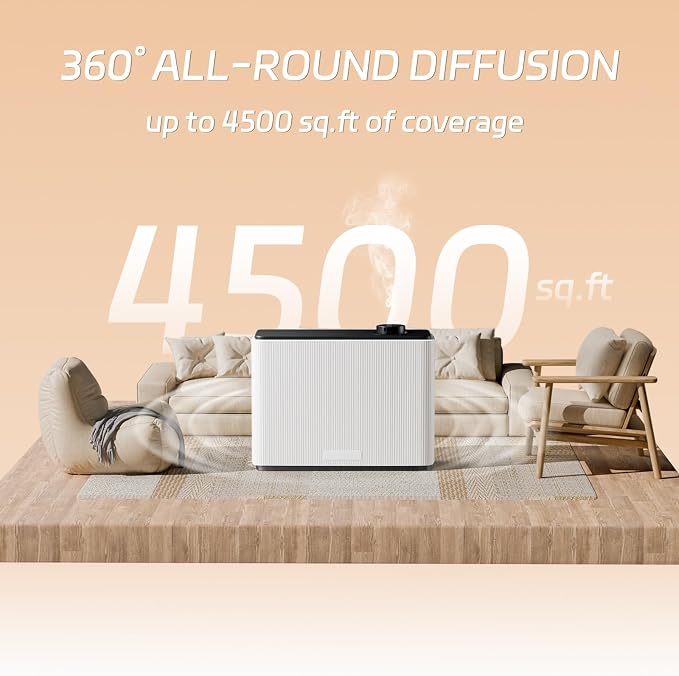 Smart Scent Air Machine for Home 1000mL Hotel Scent Diffuser for 4500 sq.ft HVAC Aroma Diffusers for Large Home Smart Bluetooth, Waterless Aromatherapy Ideal for Whole House (White)