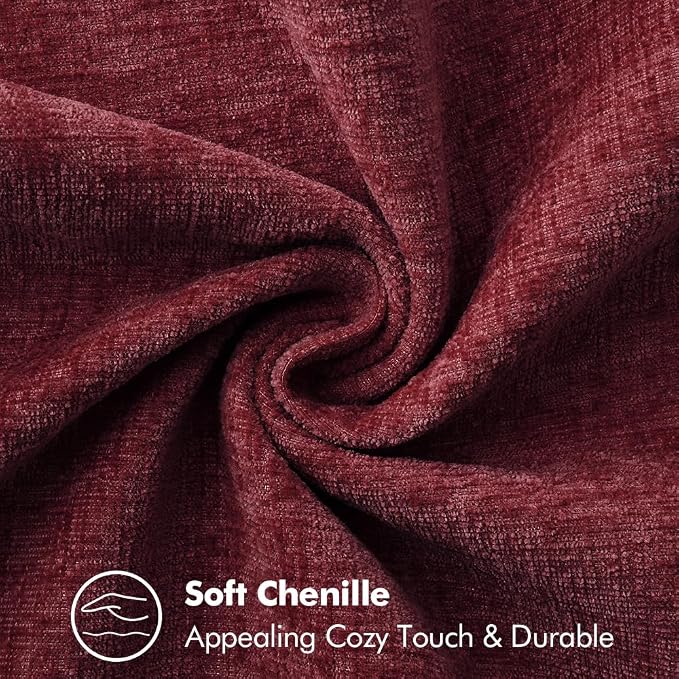 MIULEE Decorative Couch Throw Pillow Covers 16x16 Inch Burgundy Red 2 Pack | Farmhouse Pillow Covers with Stitched Edge, Soft Chenille Cushion Cases, for Sofa Bed Living Room Home Decor