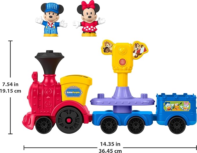 Fisher-Price Little People Toddler Toy Disney Jr Mickey & Minnie Musical Train with 2 Figures for Pretend Play Kids Ages 18+ Months
