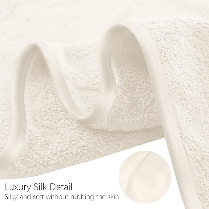 TENSTARS Silk Hemming Bath Towels for Bathroom Clearance - 27 x 55 inches - Light Thin Quick Drying - Soft Microfiber Absorbent Towel for Bath Fitness, Sports, Yoga, Travel, Gym - 2 Pack, Cream