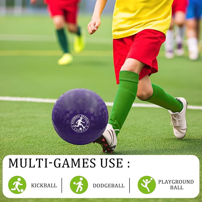 10 Inch Dodgeball Balls Playground Ball Kickball, Dodge Balls for Kids, Kickballs Handball for Indoor Outdoor Games Four Square Balls, Includes Pump