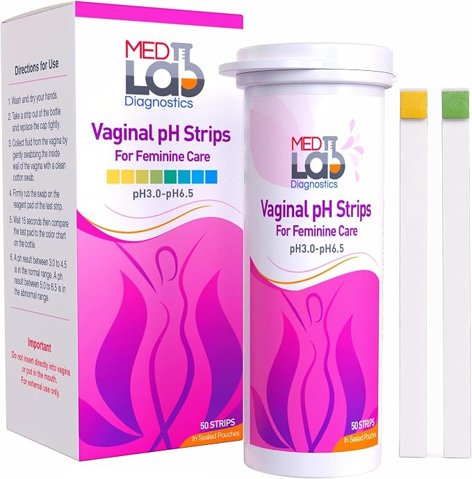 Vaginal ph Test Strips for Women(50 cnt). BV Home Test Kit for Bacterial Vaginosis, Yeast Infection and Menopause Strips. Feminine pH Test for Vaginal Acidity and Alkalinity. Strips in Sealed Pouches