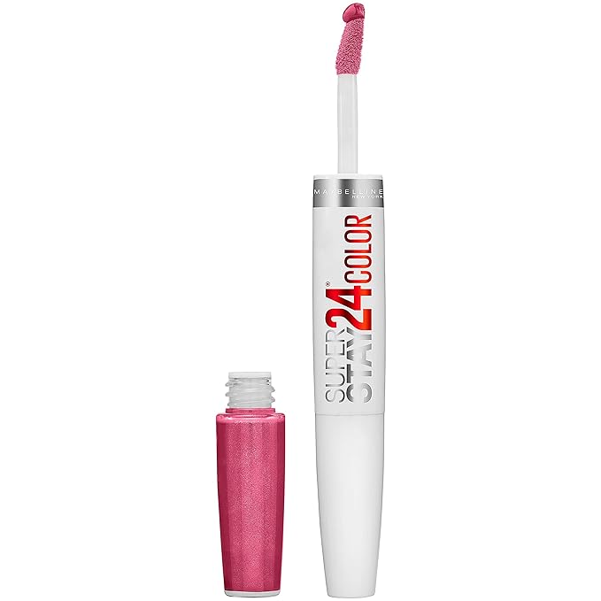 Maybelline Super Stay 24, 2-Step Liquid Lipstick Makeup, Long Lasting Highly Pigmented Color with Moisturizing Balm, Wear On Wildberry, Mauve Pink, 1 Count