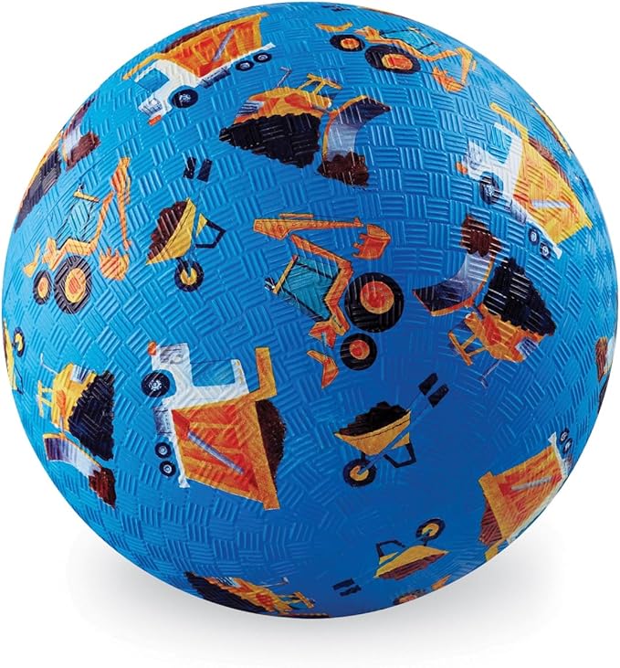 Crocodile Creek Playground Ball - Durable Rubber Ball for Kids Ages 3 and Up - Bouncy Inflatable Ball for Kickball, Indoor Games, and Outdoor Sports - PVC-Free - Construction - 7-inch Diameter