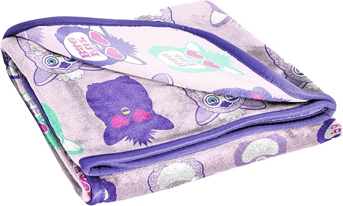 Jay Franco Plush Throw Blanket – 46" x 60" Inch Cartoon Kids Soft & Cozy Fleece Throw for Bedroom & Couch Décor, Official Licensed Product, Purple - Furby