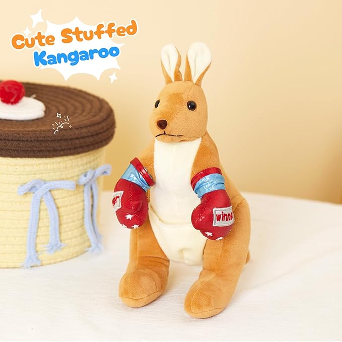 Boxing Kangaroo Plush Toy Stuffed Animal Kangaroo Plush Toys Playful Ease - Timeless Companions Birthday Gift,Boxing Kangaroo Stuffed Animal Ideal Present for Kids,Boys and Girls,11"