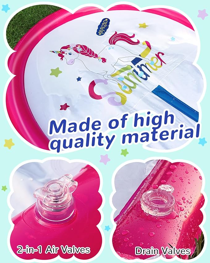 22ft Slip and Water Slide with 2 Inflatable Bodyboards，Pink Water Slide with Sprinkler for Kids Backyard，Summer Water Toys for Kids Outside，Lawn Water Slide