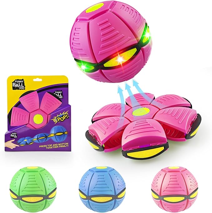 Magic Bouncing Ball 6-Light Dual Form – Pop up, Meta Ball Metaball Transforming Design – Flying Saucer Bouncy – Interactive Bouncing Balls for Parent-Child Interaction – Gift Pack - Pink