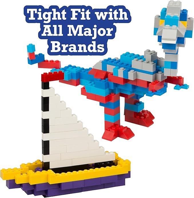 SCS Direct Building Block Bricks - Set of 1000 Pc Bulk Set -10 with 54 Roof Pieces - Compatible & Tight Fit w/All Major Brands - Great for Activity Tables, Creativity & School Projects, Kids Gift