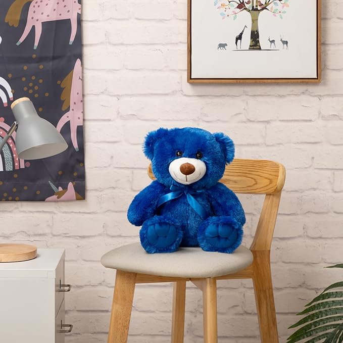 Super Color Teddy Bear Stuffed Animals Plush Toy for Children Girlfriend Family Congratulations Baby Shower Birthday Royal Blue 14 inch