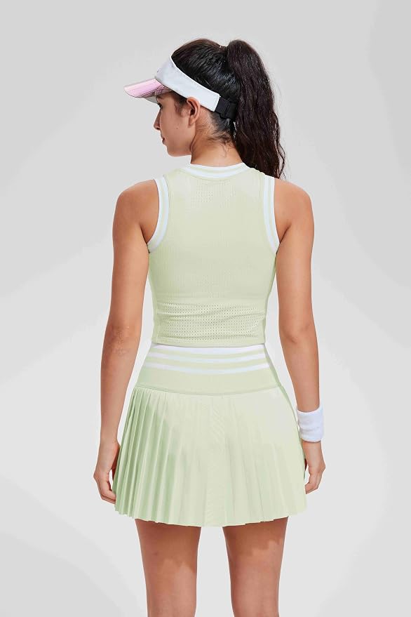 Two Piece Tennis Skirt Set for Women High Waisted Pleated Athletic Golf Skirt Sets Women 2 Piece Outfits with Pockets