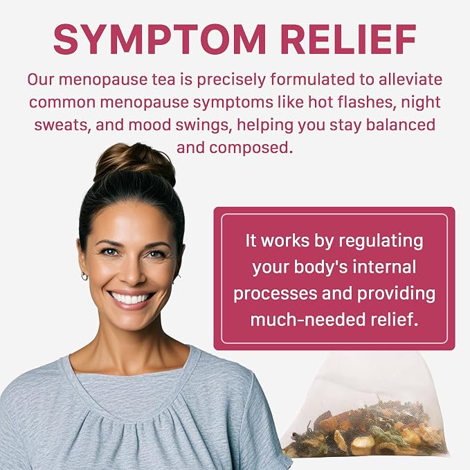 Auranic Menopause Support Herbal Tea - Natural Hormone Balance for Women, Relief for Women Multi-Symptom with Alleviates Hot Flashes, Night Sweats & Mood Swings, Menopause Comfort Teabags