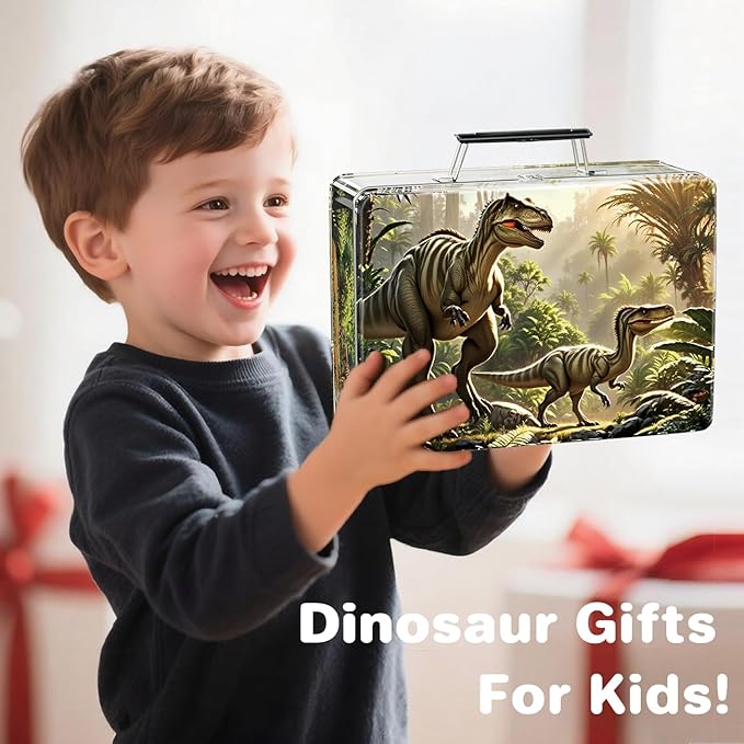 Dinosaur Toys for Kids 3-5, 12PCS Realistic Dinosaur Figures with Metal Storage Box for Boys Age 2-4-6, Dino Toys for 3 4 5 Year Old Boy Girl Christmas Birthday Gifts
