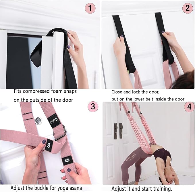 Yoga Stretching Strap,Stretching Equipment with Door Anchor,Back Stretcher for Back Pain, Flexibility Tensile Trainer for Dance Aerial Yoga Ballet Leg Stretching Exercise