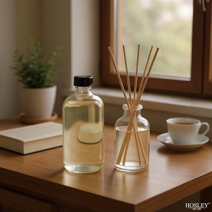 Hosley Essence of Elegance Set of 2 Vanilla Almond Reed Diffuser Refill Oils, 200ml Each with Chic Diffuser Bottle & Stylish Reed Sticks - Birthday Gifts for Women, Home & Room Decor